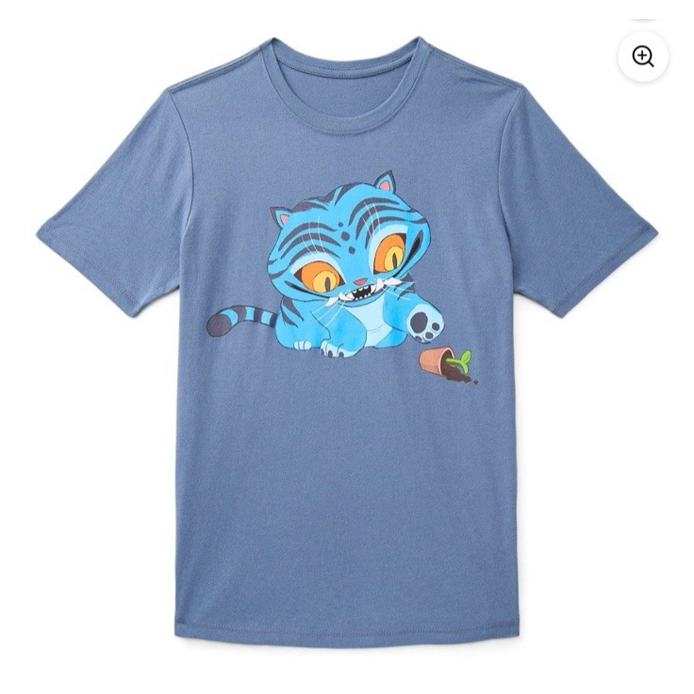 K-Pop Demon Hunters Boys Graphic T-Shirt Derpy Tiger Size XXL (18) Blue